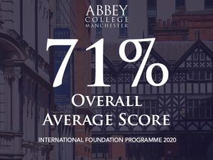 Abbey College Manchester Foundation Programme average score in 2020 is 71%