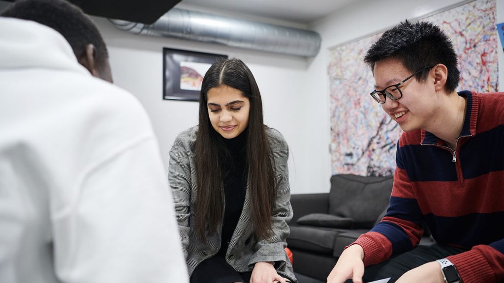 Students in common room at Abbey college manchester