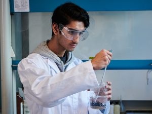 Abbey College Manchester student in Chemistry class