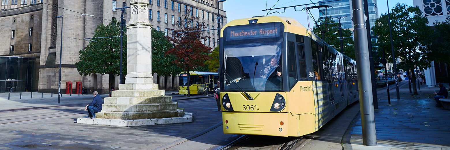 Tram Running Through Manchester city centre