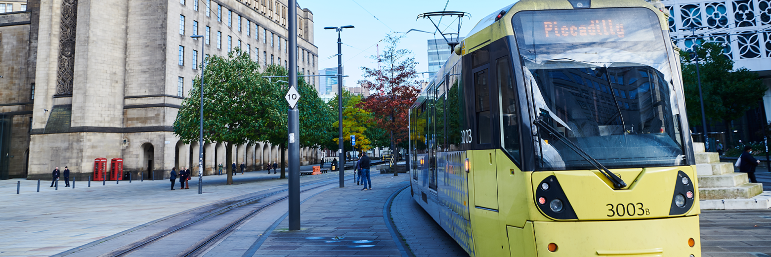 Tram In Manchester City Centre