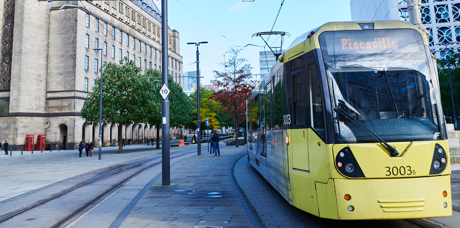 Tram In Manchester City Centre