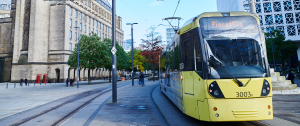 Tram In Manchester City Centre