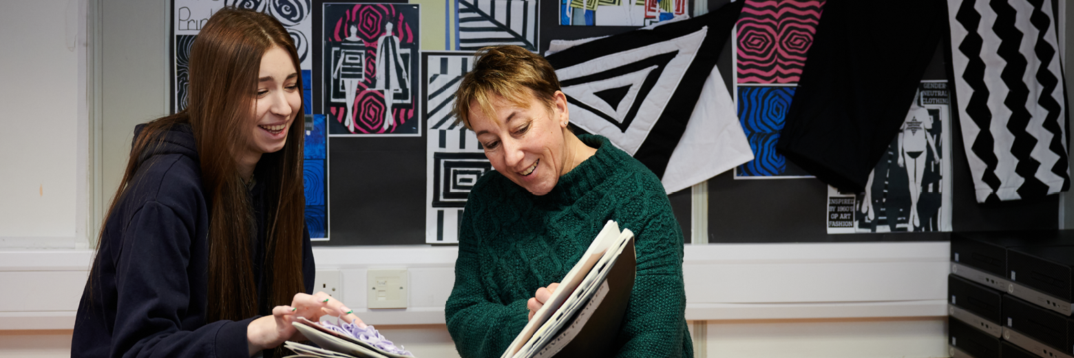 Female Student and Teacher In Art Class At Abbey College Manchester